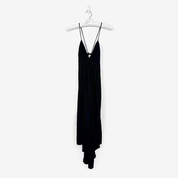 Rebecca Taylor Bare Back High Low Dress Size 8 Black Lightweight Crepe Flowy - Picture 1 of 4
